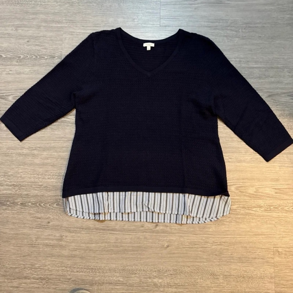 Talbots Petite Large V-Neck 3/4 Sleeve Spring/Summer Weight Knit Top New $79